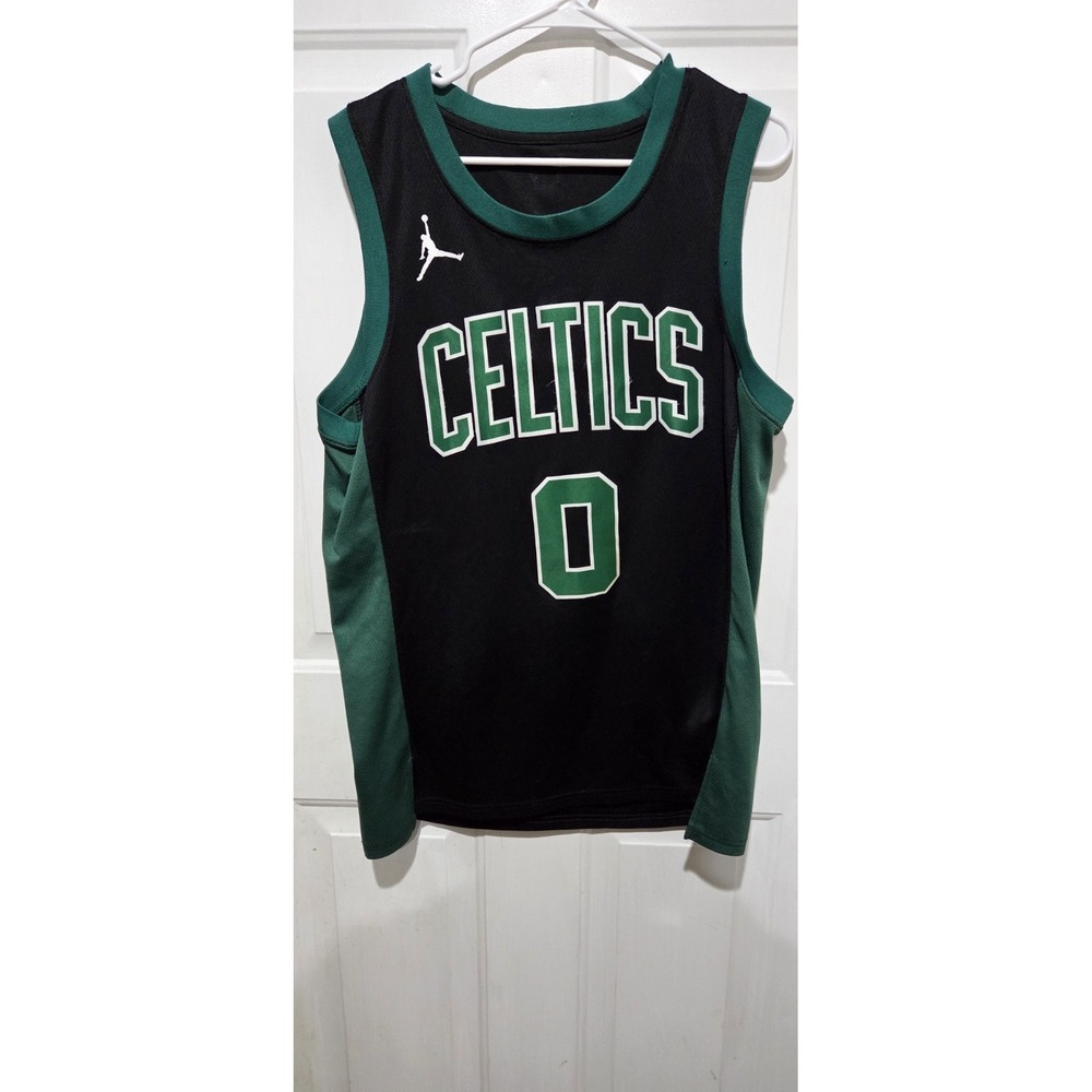 Boston Celtics Tatum #0 Basketball Jersey Black & Green NBA Men M